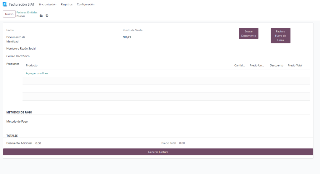 Facturador Odoo SIAT Bolivia