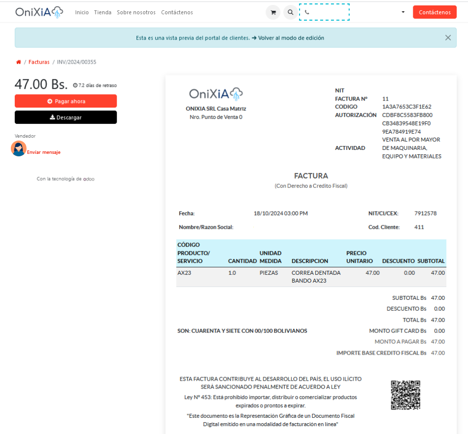 Integracion Website Odoo y facturador SIAT Integracion Website Odoo y facturador SIAT